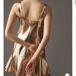 Anthropologie MARE MARE Gold Metallic V-Neck Dress Mini Size L NWT Photo 2