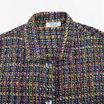 Vintage Giancarlo Ferrari Silk Blend Multicolor Boucle Tweed Jacket Size Large Purple Photo 2