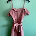 Greylin Anthropologie  Ellie Blush Pink Off the Shoulder Tie Waist Romper SZ S Photo 0