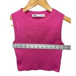 ZARA  Pink Sleeveless Cropped Knit Round Neck Top Size Small Summer Photo 4