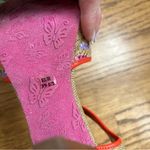 Poetic License | Chevron Woven Open Toe Wooden Heels Size 9 Orange Photo 10