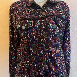 Marisol Colorful Sequin Embellished Jacket medium party holiday sparkling Black Photo 3