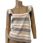 Madewell  large striped ruffle cap sleeve textured top TS 4672 Photo 6