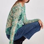 ZARA NWT Mesh Sheer Floral Ruffle Sleeve Blouse Photo 2