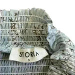 Storia  Blue Floral Print‎ Smocked Mini Elastic Dress Size Small Photo 2