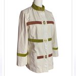 Tory Burch  Vintage-Style Cream
Jacket with Green & Brown Size 2 - Brass Hardware Photo 4