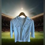 Eden & Olivia Eden Olivia Womens Flannel Shirt Size M White Polka Dots 3/4 Sleeve Button Up Photo 3