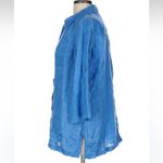 Coldwater Creek  Azure Blue 100% Linen Lightweight Button Down Blouse Size Large Photo 2