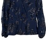 Adrianna Papell  Midnight Navy Floral Sequins Top size 2 Long Sleeves Evening NWT Photo 5