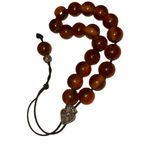Vintage Moroccan Resin Amber Prayer Beads Necklace – Brown Green Striped Photo 9