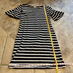 J.Crew striped shirt bell sleeve mini shift dress pullover black white … Photo 6