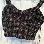 Japna  Black‎ And White Tweed Crop Top Size Medium Photo 2