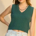 Samunsboutique Brick V neck cable knit crop sweater vest Photo 0