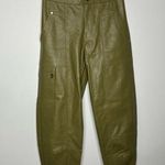 Anthropologie By green faux leather barrel pants pleather size 0 trendy Photo 0