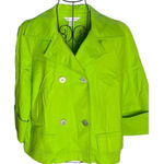 St. John  Women's S Lime Green Double Breasted Jacket Cotton‎ Bright Preppy Twee Photo 0