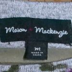 Mason & Mackenzie Heather Gray and Floral Striped Crewneck Sweater Size M Photo 1