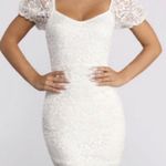Windsor size medium ivory white short poof sleeves short lace mini dress NWT Photo 2