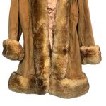 Penny Lane Vintage Scully Coat Suede with Boho Shearling Trim Brown Camel 10 Photo 7