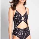 Modcloth  retro black and white Polkadot One-Piece Swimsuit Monokini Photo 1