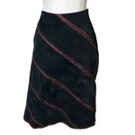 Karen Kane Vintage 100% Leather Suede Skirt Sz 12 Black Embroidered Boho Y2K Photo 4