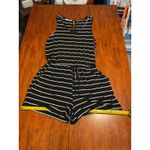 Ecowish  Womens Black White Stripe Sleeveless Keyhole Romper Drawstring Waist XXL Photo 5