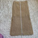 All Row Medium Knit Midi Skirt with Slits Elastic Waist Tan Camel Lined Photo 3