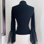 Anthropologie Tulle-Cuffed Sweater in Black Size XXS NWT $118 Photo 4