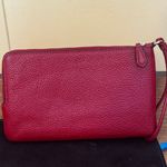 Coach Signature Wristlet in Brown and Red Photo 1