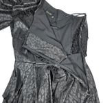 DO+BE  Black Leopard Print One Shoulder Long Sleeve Ruched‎ Draped Dress Size S Photo 2