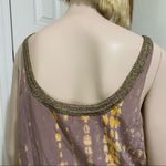 Tangerine Double Scoop Neck Beaded 100% Silk Top S Photo 3