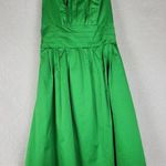 David's Bridal  Green Cotton Satin Mini Strapless Ruched Bridesmaid Dress Size 4 Photo 0