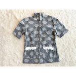 70s Grey & White Slub Knit Fringe Set Gray Photo 1