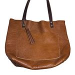 Portland Leather Classic Tote Bag Pebbled Nutmeg w Tassel Charm Brown Photo 5