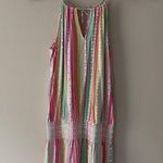 Southern Tide Smocked Waist Mini Dress Colorful spaghetti strap tie bow keyhole Photo 0