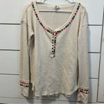 Free People Rainbow Thermal Henley Top Ivory Photo 2