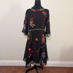 Desigual Womens Dress Size 6 Black Floral Lemark 3/4 Sleeve Asymmetrical NWT Photo 1