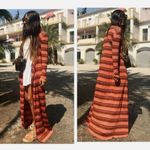 ZARA  Small Orange, Brown Stripe Metallic Knit Wrap Maxi Dress Photo 5