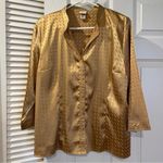Covington  Gold Satin Lounge Top size XL Button Front Pajama Shirt Photo 1