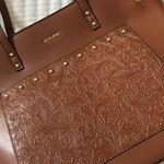 icolrae Brown Large Faux Leather Tote Bag Photo 2