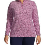 Lands' End  1/4 Zip Fleece Pullover Jacket Sweater Size 18 EUC Pink Leopard Print Photo 0