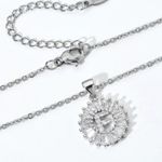Silver Initial Crystal Pendant Necklace A Photo 3