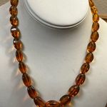 Natural Baltic Amber Women’s Necklace Strung on 12k Gold Chain Orange Photo 0