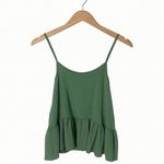 FORPEN Green Ruffle Hem Tank Top | Size S | Made in Italy | Sleeveless Peplum St Green Photo 2