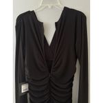 Norma Kamali  Jumpsuit Size M Black Shirred Waist V Neck Wide Leg Cocktail Party Photo 5