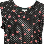 Pleione  Women’s Sleeveless Blouse Size XS / Black Polka Dots and Flowers Photo 1