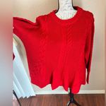 Roaman’s Chunky Cable Knit Fit and Flare Bright Red Sweater 1X Photo 4
