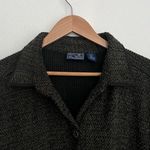 Jane Ashley Plus Cardigan 3X Moss Green Herringbone Knit Floral Button Oversized Photo 1