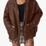 JACK Brown Leather Jacket Photo 0