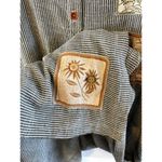 Vintage PEAR Brand Women's Maxi Cotton Dress Size M Striped buttons applique USA Brown Size M Photo 3