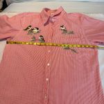 Vintage Gunit Chickadee Birds Button Down Shirt Wmns Sz Large Red White Stripe Photo 4